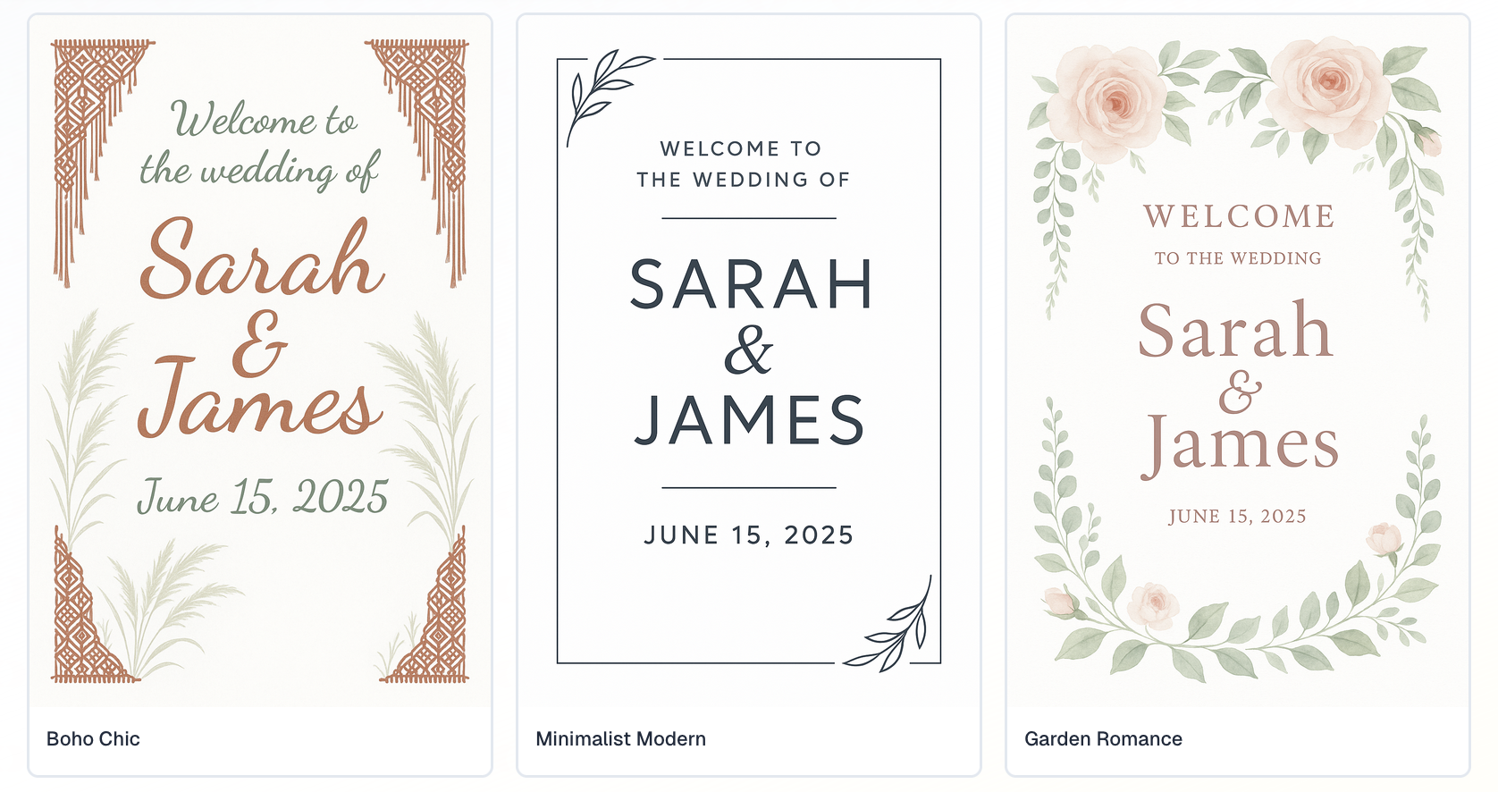 Choose Your Style - Free Wedding Sign Generator Step