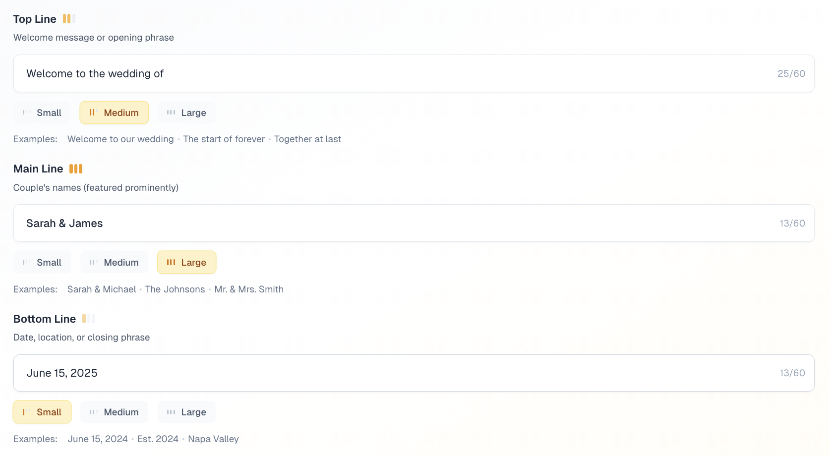 Enter Your Text - Free Wedding Sign Generator Step