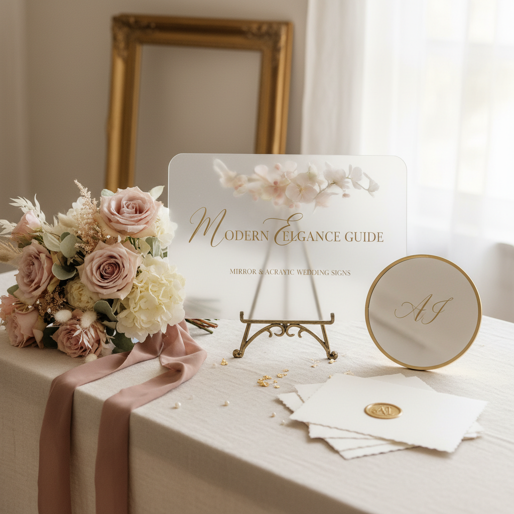 Mirror & Acrylic Wedding Signs: Modern Elegance Guide | AI Wedding Sign