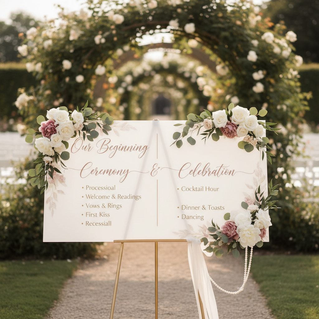Wedding Program Signs: Display Your Ceremony Order Beautifully